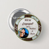 フォトボタンハワイアンブルーフラワー 缶バッジ (正面&裏面)