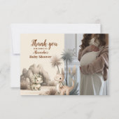 フォトボホかわいい孵化近日恐竜の赤ちゃんシャワー サンキューカード (正面)