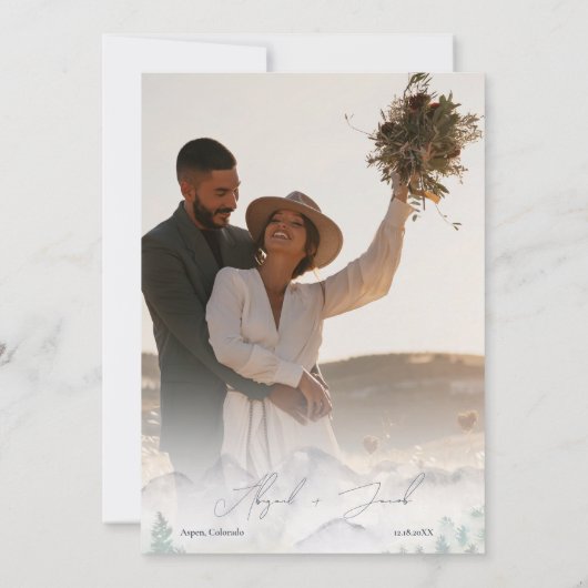 フォトボホコロラド山の行先結婚式 サンキューカード (裏面)