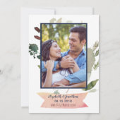 フォトボホバラ金ゴールドブルゴーニュ海軍フローラ結婚ズ 招待状 (裏面)