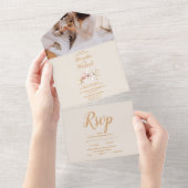 フォトボホパンパスグラス結婚フローラ救ズ オールインワン招待状 (貼ってはがせる)