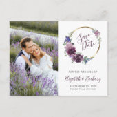 フォトボホパープルフローラ金ゴールドフレーム日付の保存 ポストカード (正面)