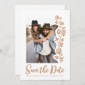 フォトボホ自然手描きバラQRコードウェブサイト セーブザデート (正面/裏面)