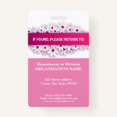 フォトボランティアの明るいハッピーホワイトデイジーピンク バッジ (裏面)