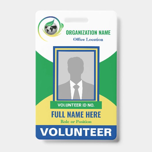 フォトボランティアNGO任意の色テンプレート バッジ (正面)