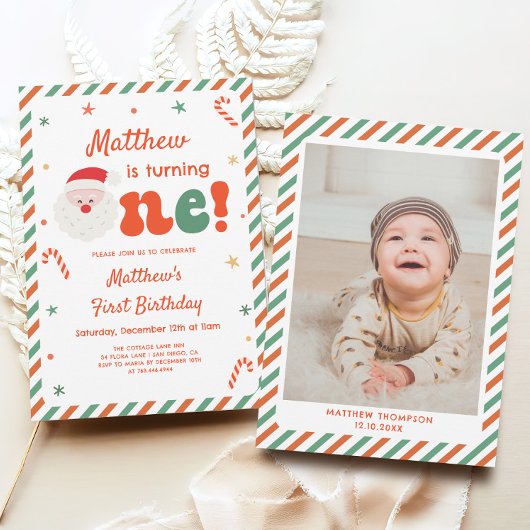 フォトボーイクリスマス1st誕生日パーティー 招待状