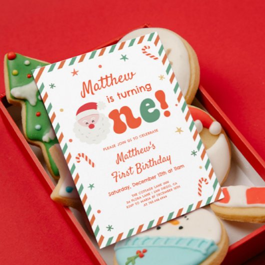 フォトボーイクリスマス1st誕生日パーティー 招待状