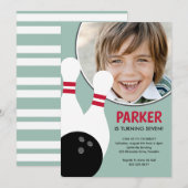 フォトボーイボーリング誕生日パーティー 招待状 (正面/裏面)