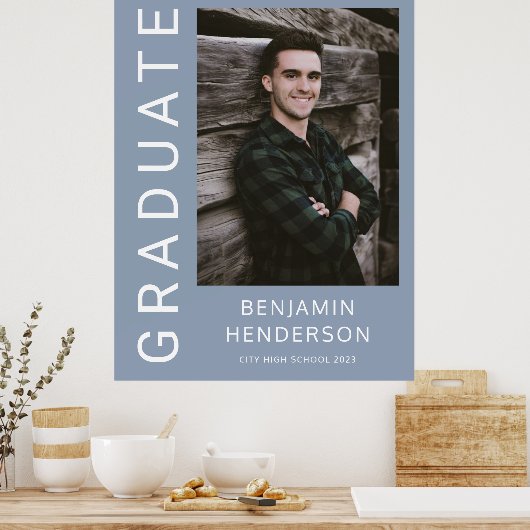 フォトボーイモダンブルー卒業 ポスター (キッチン)