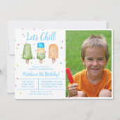 フォトボーイ夏レッツチルポップシクル誕生日 招待状 (正面)