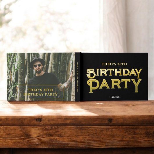 フォトボールドレトロブラック誕生日 ゲストブック