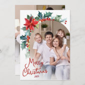 フォトポイエレガントンセチアフローラアーチクリスマス シーズンカード (正面/裏面)