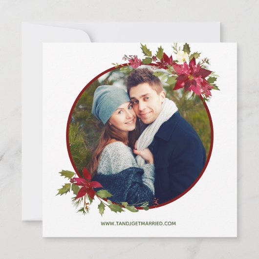 フォトポイエレガントンセチアフローラ結婚クリスマス 招待状 (裏面)