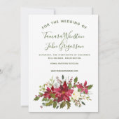 フォトポインセチア緑のクリスマスは日付を保存 招待状 (裏面)