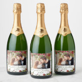 フォトポインセティシアクリスマスフローラグリーナリーシャンパ スパークリングワインラベル (ボトル)