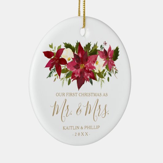 フォトポインセテエレガントィア新初めてのクリスマス セラミックオーナメント (右)