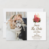 フォトポイ素朴ンセチアフローラ結婚クリスマス セーブザデート (正面)