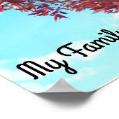 フォトポスター付き赤い葉のフォトファミリーツリー ポスター (角)