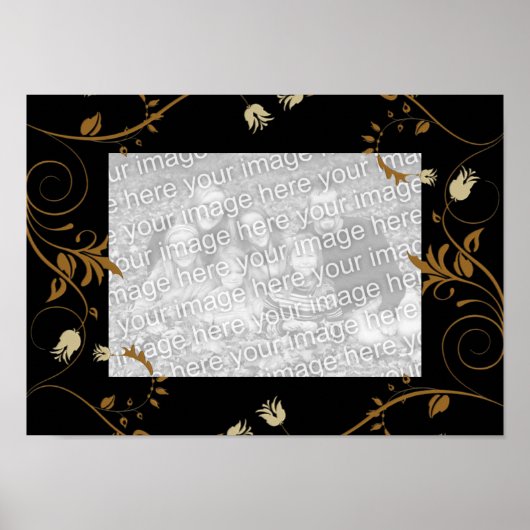 フォトポスター画像のフレーム黒金ゴールド ポスター (正面)