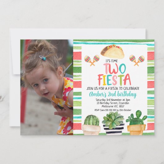 フォトポッテサボタイム2フィエスタ誕生日 招待状 (正面)