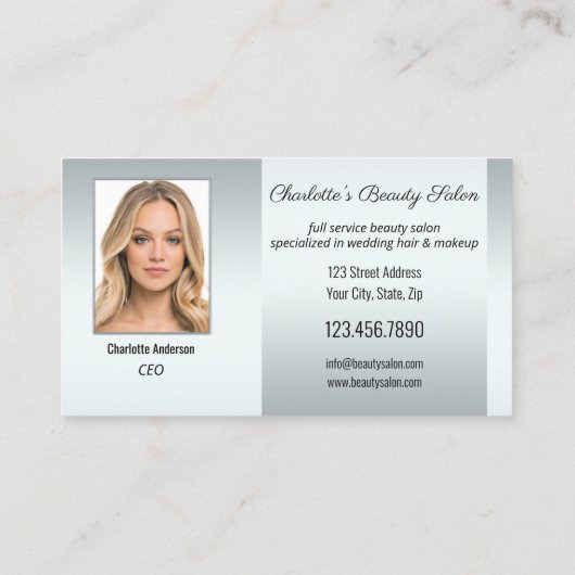 フォトポートフォリオ美しいサロンプロフェッショナルシルバー 名刺 (裏面)