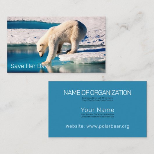 フォトポーラベアブルーホワイトインスピレーション自然 名刺 (正面/裏面)