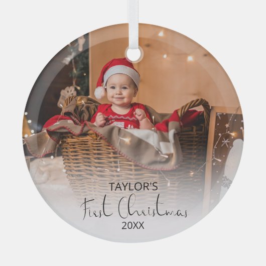 フォトマイモダン初めてのクリスマスガラスオーナメント ガラスオーナメント (正面)