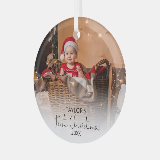 フォトマイモダン初めてのクリスマスガラスオーナメント ガラスオーナメント (正面左)