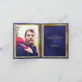 フォトマイルストーンの誕生日ありがとうネイビーブルー金ゴールド サンキューカード (内部)