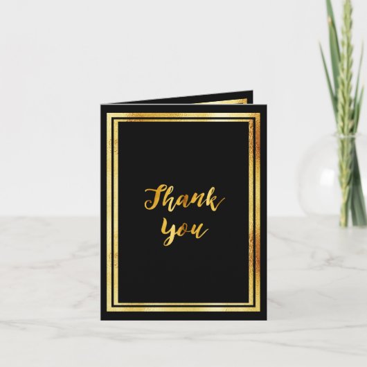 フォトマイルストーンの誕生日ありがとう黒い金ゴールド サンキューカード (正面)