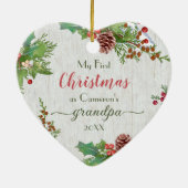 フォトマイルストー素朴ンニューグランドパ1stクリスマス セラミックオーナメント (裏面)