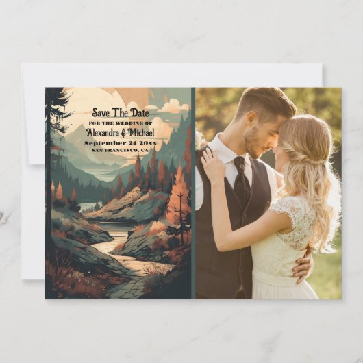 フォトマウン素朴トフォレストのエバ結婚ーグリーン セーブザデート (正面)