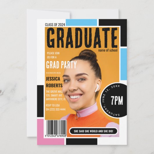 フォトマガモダンジン卒業パーティーの表紙 招待状 (正面)