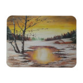 フォトマグネットアン絵を描ヘイズの冬の風景 マグネット (横)