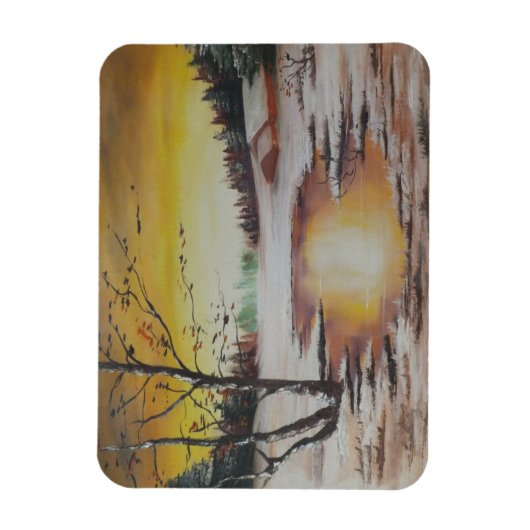 フォトマグネットアン絵を描ヘイズの冬の風景 マグネット (縦)