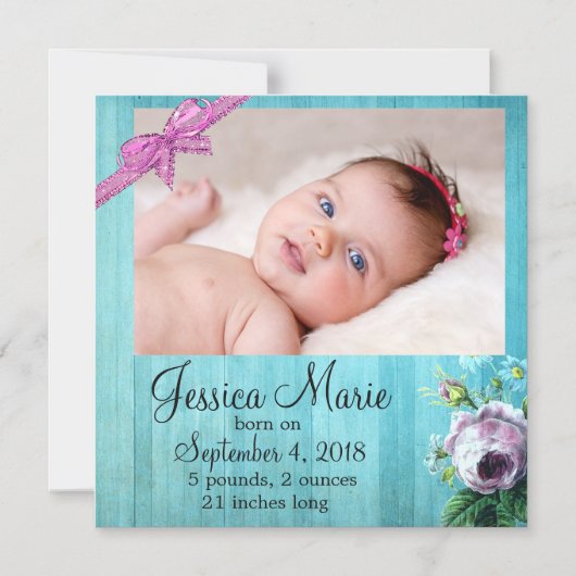 フォトマグネットベビー誕生発表紫弓 マグネット招待状 (正面)