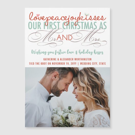 フォトマグネティックカードのミスター&ミセスとしての私たちの1番目のクリスマス (正面)