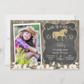 フォトマグノリアフローラグリッターホース誕生日 招待状 (正面)