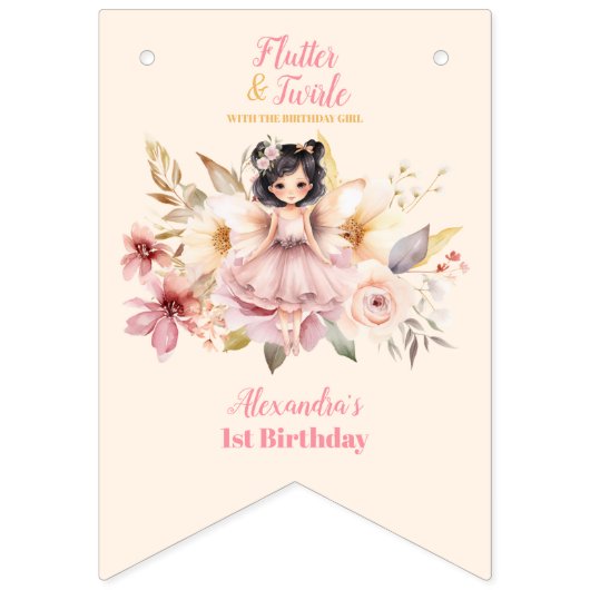 フォトマジカルフェアリーフローラガーデン1st誕生日 バンティングフラッグ (第1の旗)