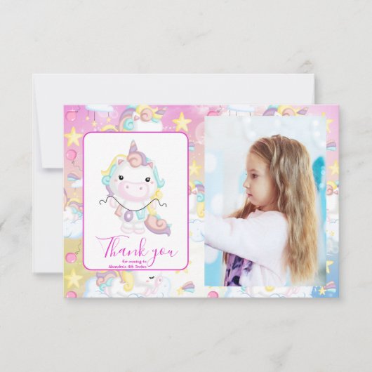 フォトマジカルユニコーンレインボーバースデーパーティー サンキューカード (正面)