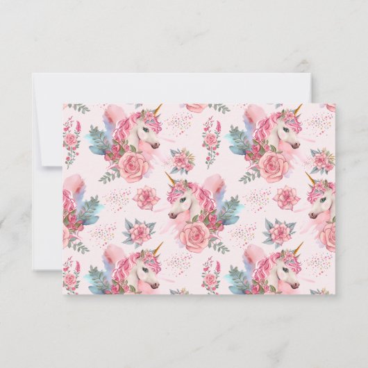 フォトマジカルユニコーン虹の赤ちゃんシャワー サンキューカード (裏面)