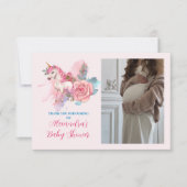 フォトマジカルユニコーン虹の赤ちゃんシャワー サンキューカード (正面)