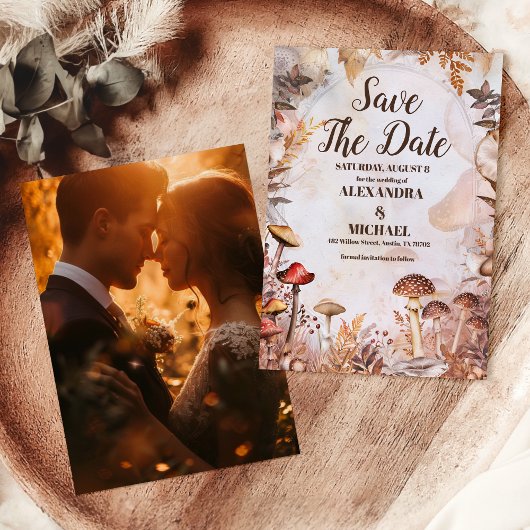 フォトマッシュルーム魅惑された森結婚の木 セーブザデート