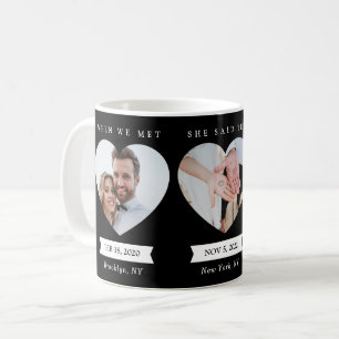 フォトマパーソナライズされたグ写結婚した真(黒) コーヒーマグカップ