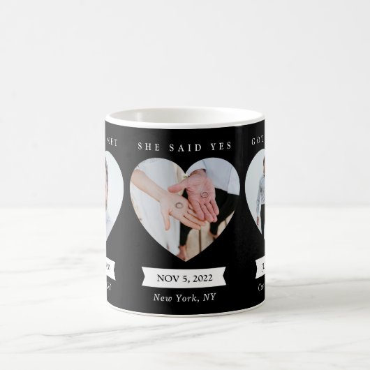 フォトマパーソナライズされたグ写結婚した真(黒) コーヒーマグカップ (中央)