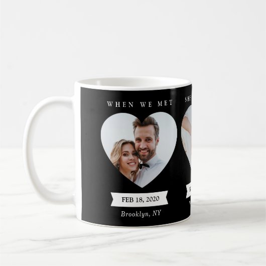 フォトマパーソナライズされたグ写結婚した真(黒) コーヒーマグカップ (左)