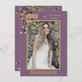 フォトマパーソナライズされたーヴモダン金ゴールドのきらめき 招待状 (正面/裏面)