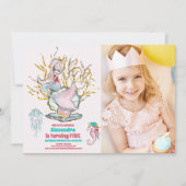 フォトマーメイド金ゴールドグリッター誕生日パーティー 招待状 (正面)