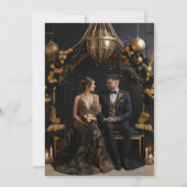 フォトミスティックブラック金ゴールド天結婚星 招待状 (裏面)