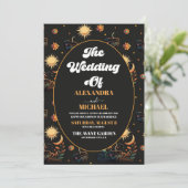 フォトミスティックブラック金ゴールド天結婚星 招待状 (スタンド正面)